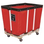 Royal Basket 16 Bushel Permanent Vinyl Liner Basket Truck, Wood Base, Caster Pattern A, Red